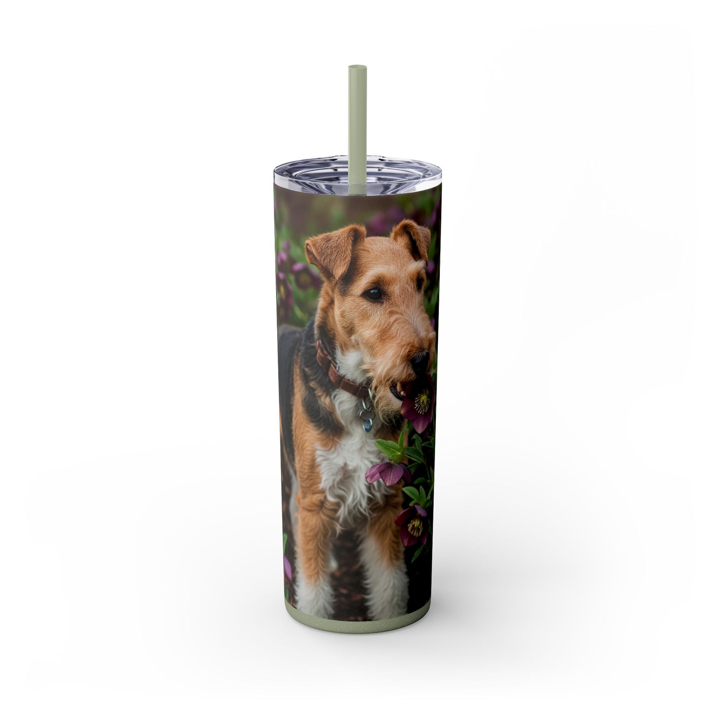 Wire Fox Terrier Skinny Tumbler with Straw, 20oz