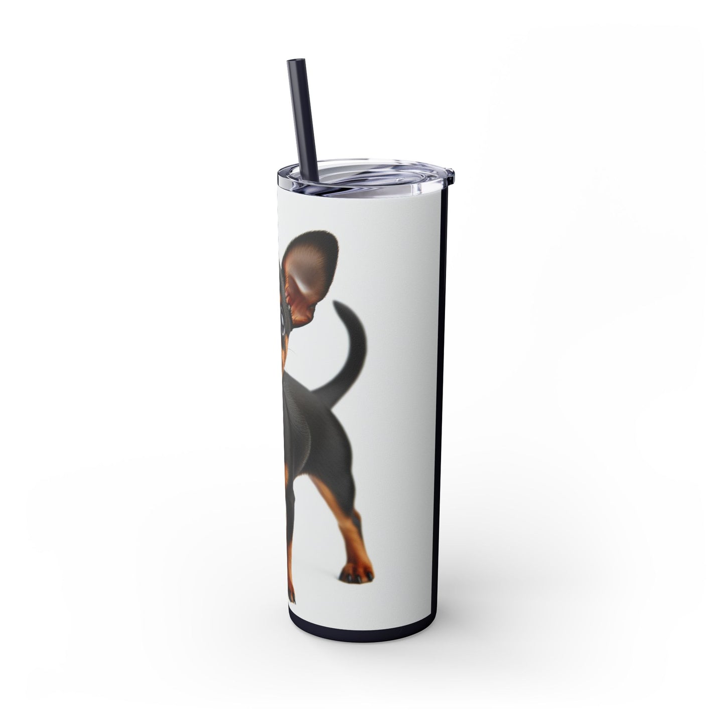 Miniature Pinscher Skinny Tumbler with Straw, 20oz