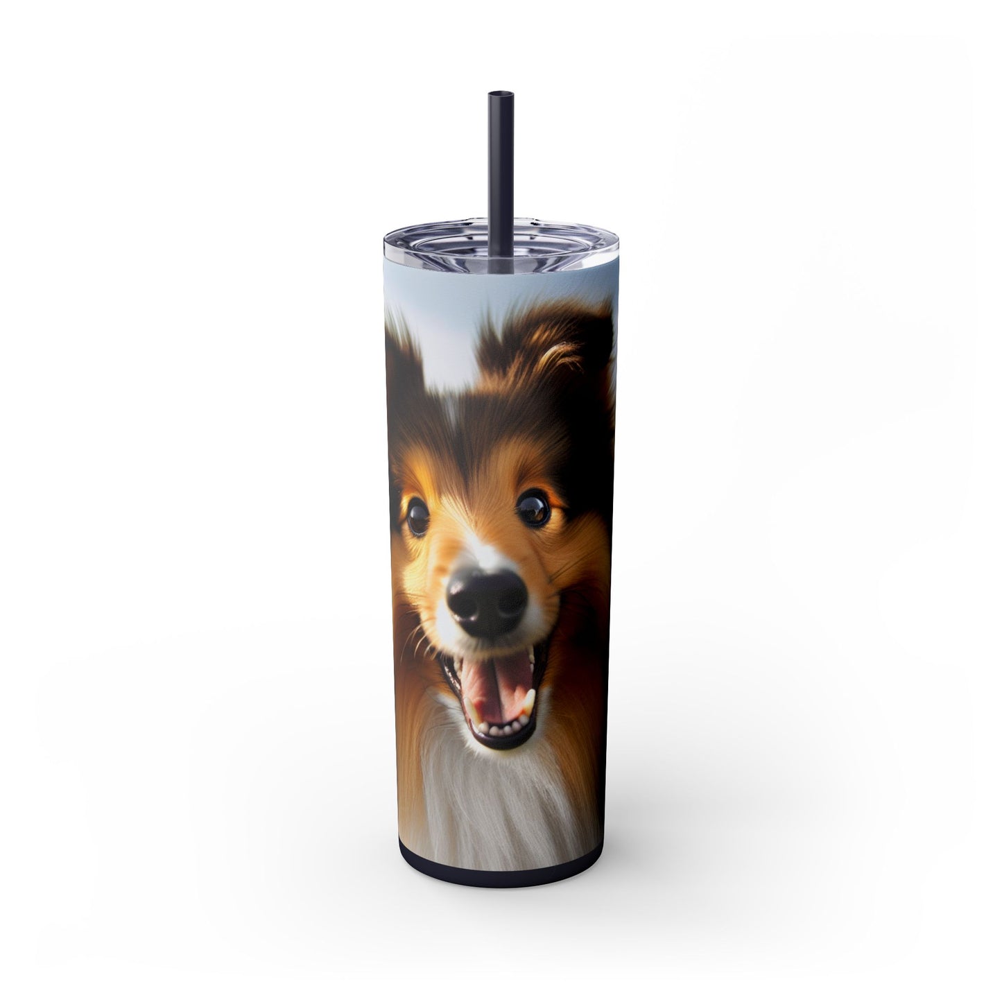 Shetland Sheepdog Skinny Tumbler with Straw, 20oz