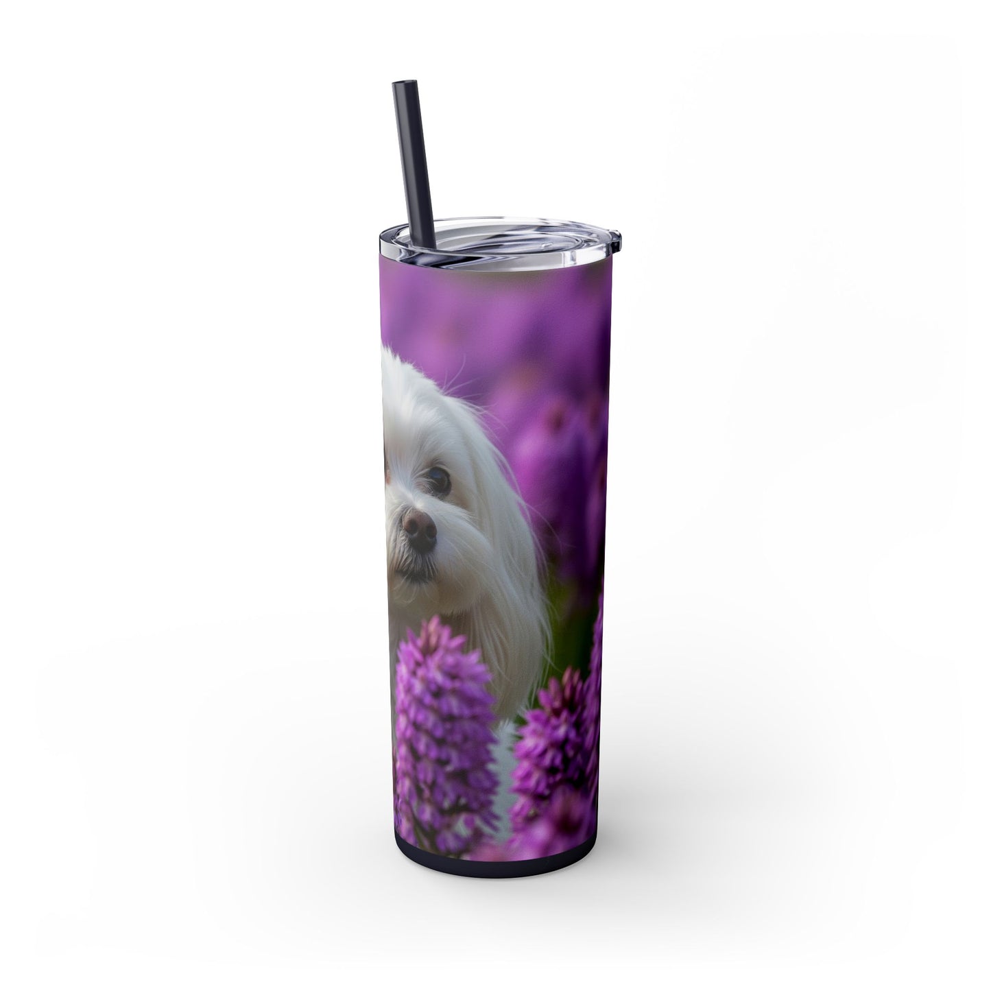 Maltese Skinny Tumbler with Straw, 20oz