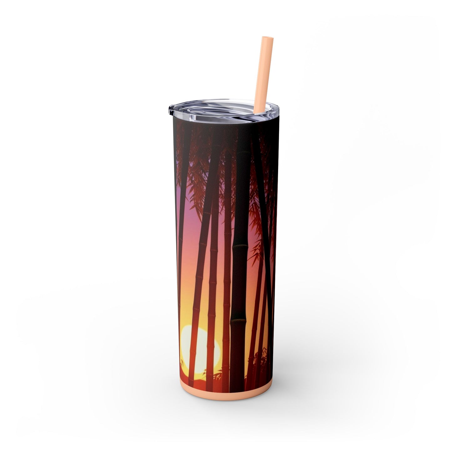 Bamboo Forest Sunrise Skinny Tumbler with Straw, 20oz
