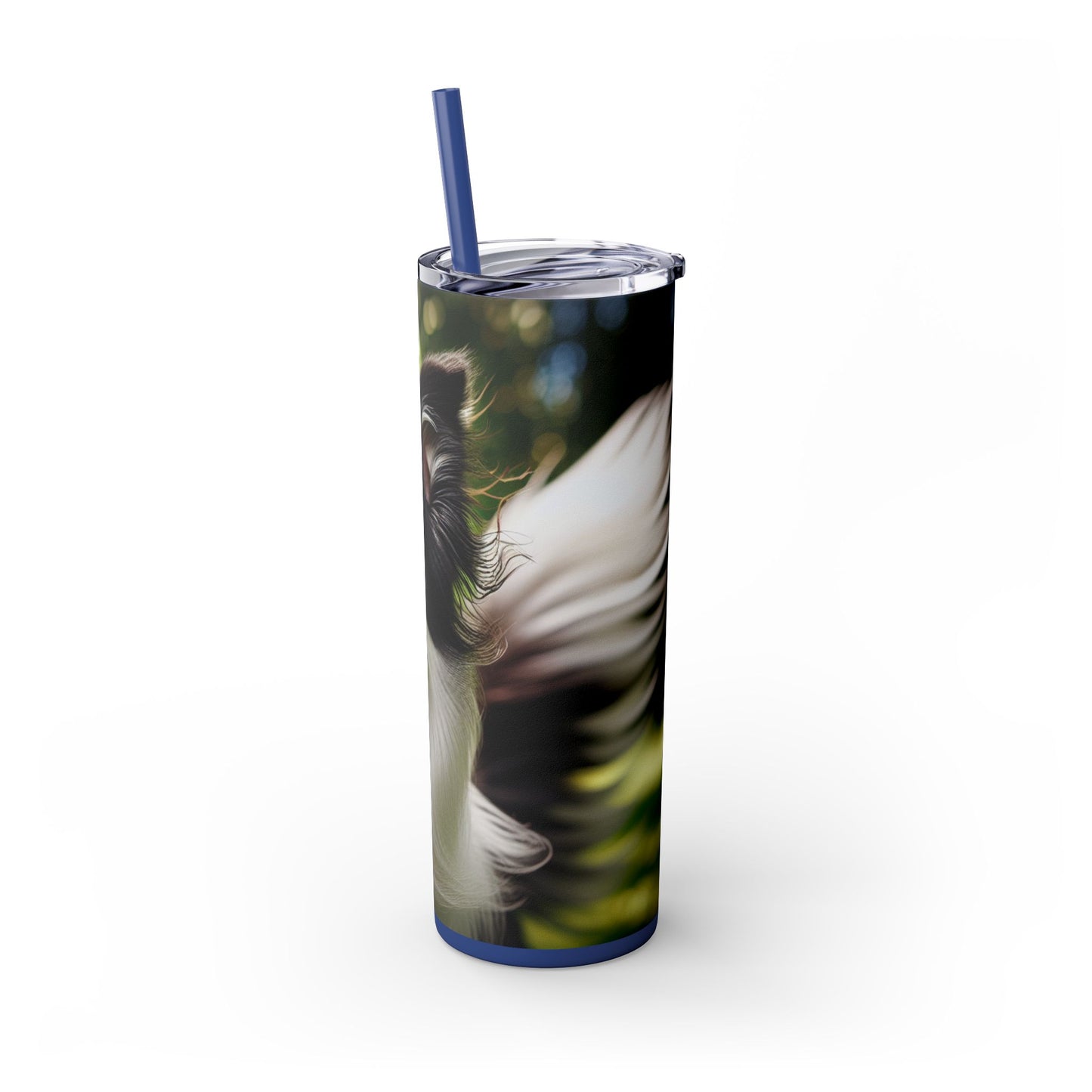 Border Collie Skinny Tumbler with Straw, 20oz
