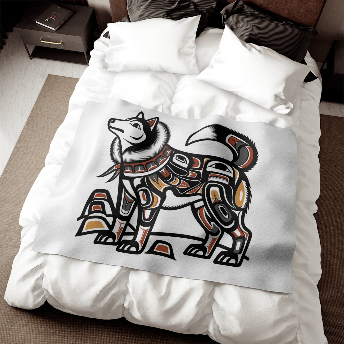 Manta de sudadera con diseño de husky siberiano