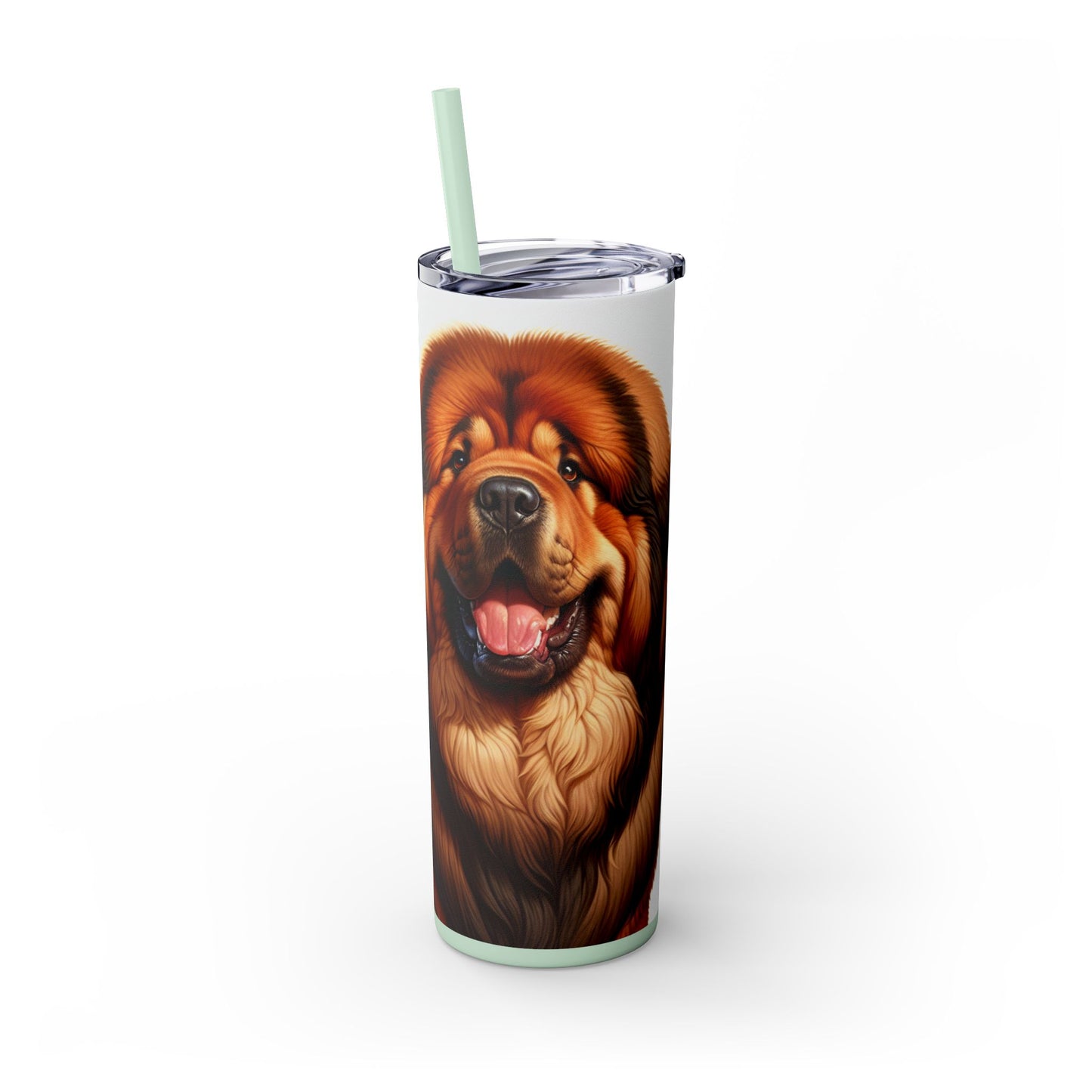 Tibetan Mastiff Skinny Tumbler with Straw, 20oz