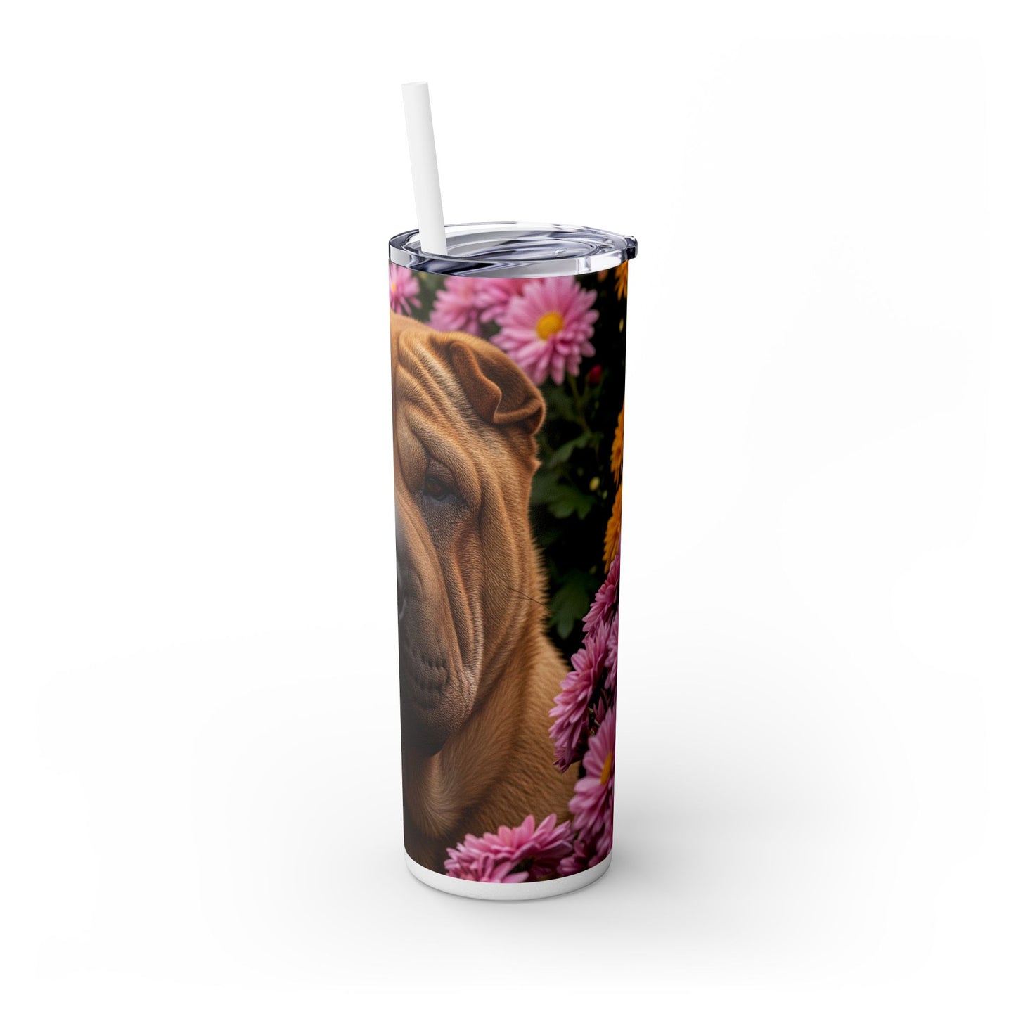 Shar-Pei Skinny Tumbler with Straw, 20oz