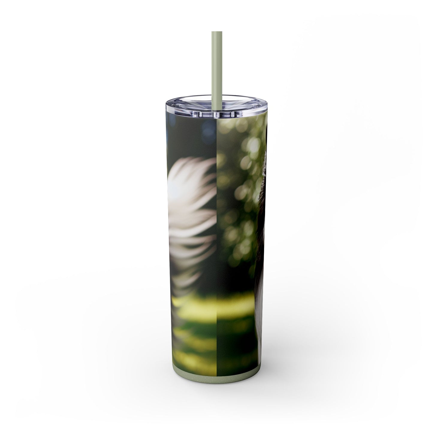Border Collie Skinny Tumbler with Straw, 20oz