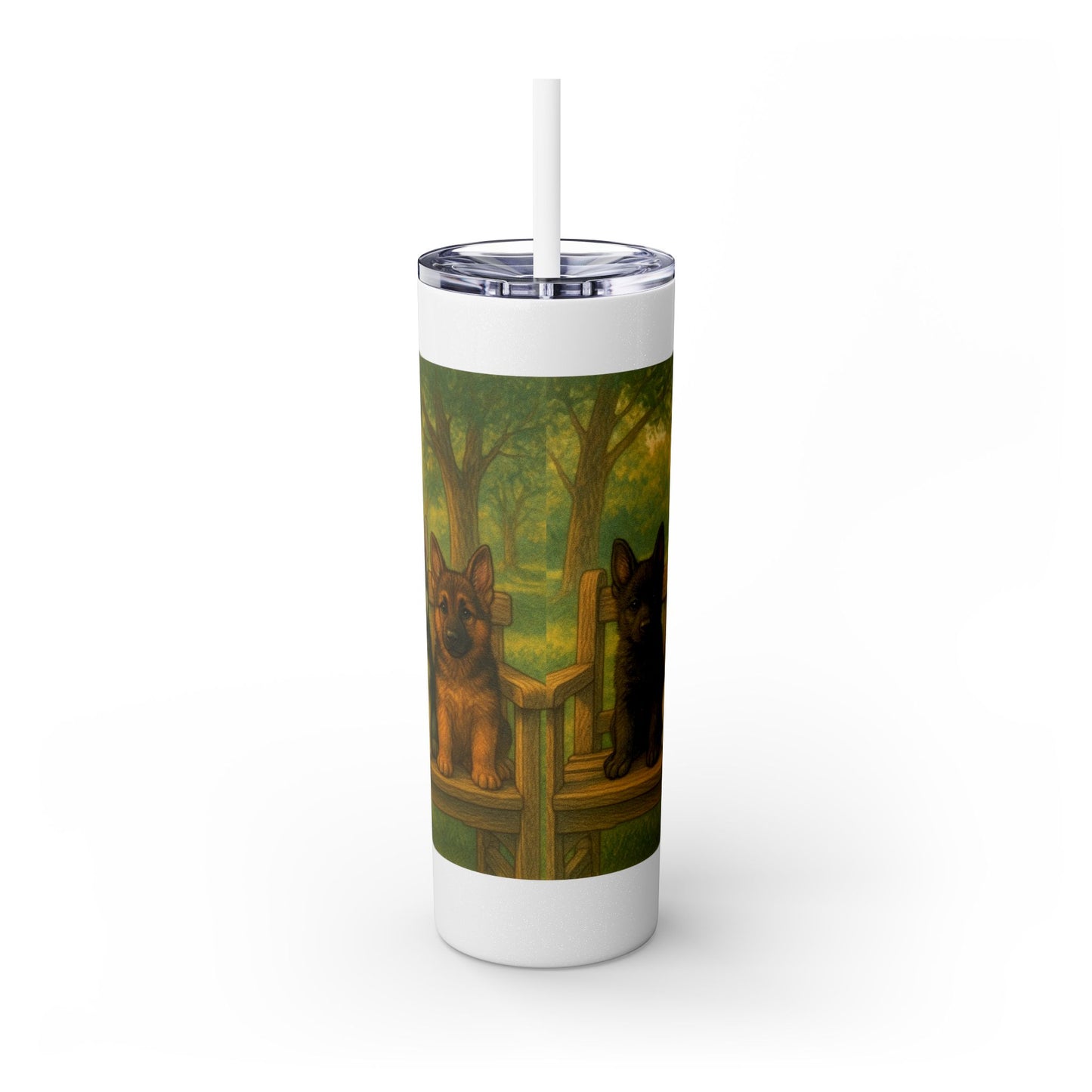 German Shepherd puppies Tumbler with Straw, 20oz