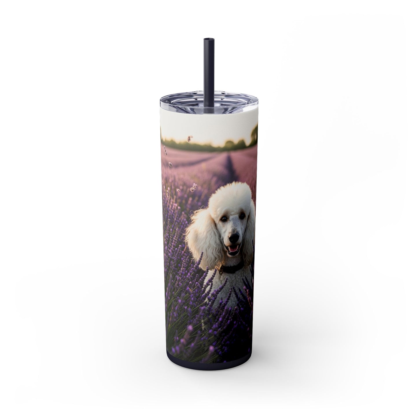 Poodle Skinny Tumbler with Straw, 20oz