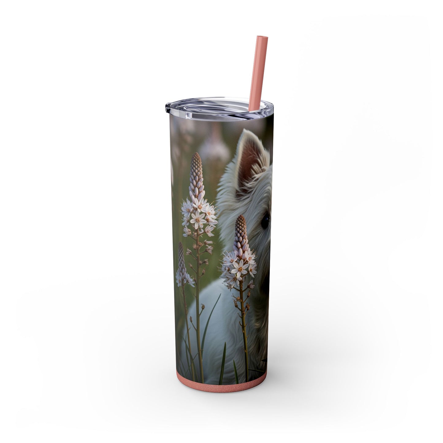West Highland White Terrier Skinny Tumbler with Straw, 20oz