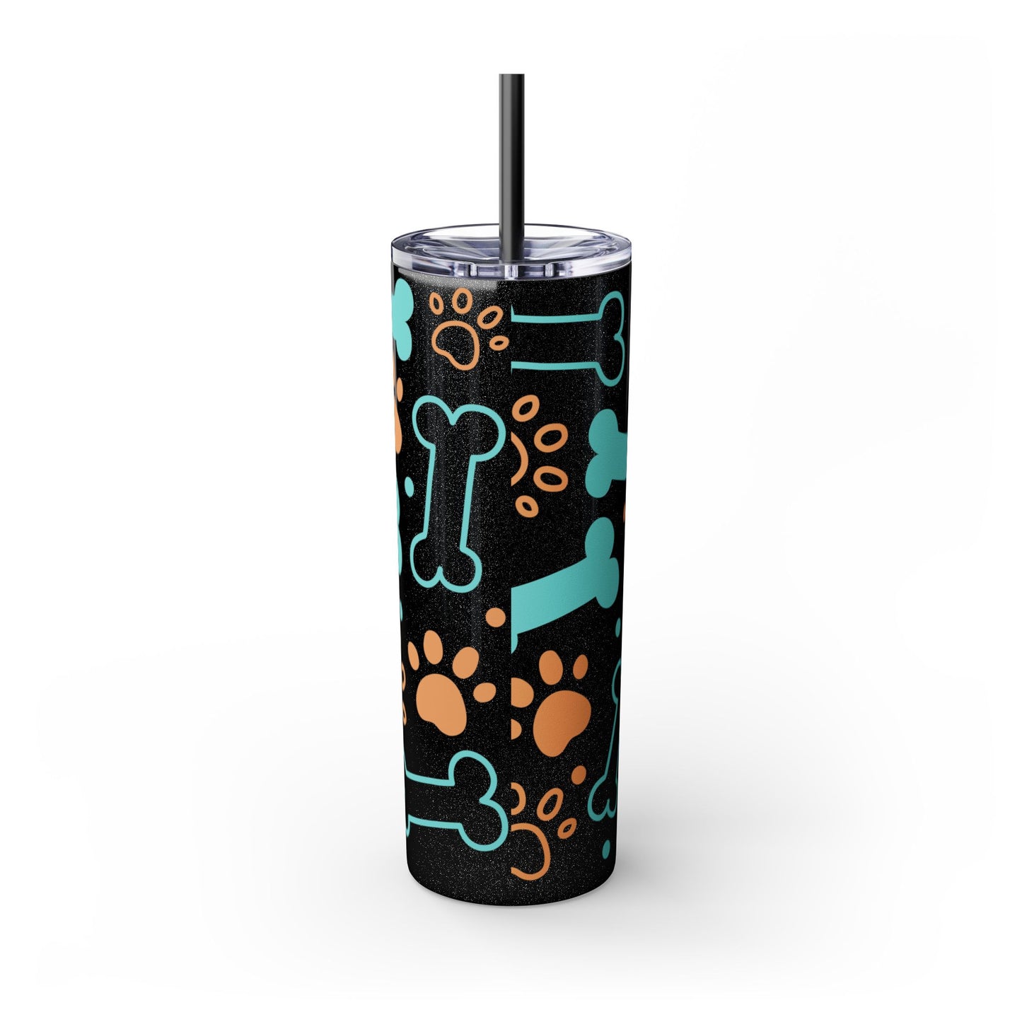 Puppy Pattern Skinny Tumbler with Straw, 20oz