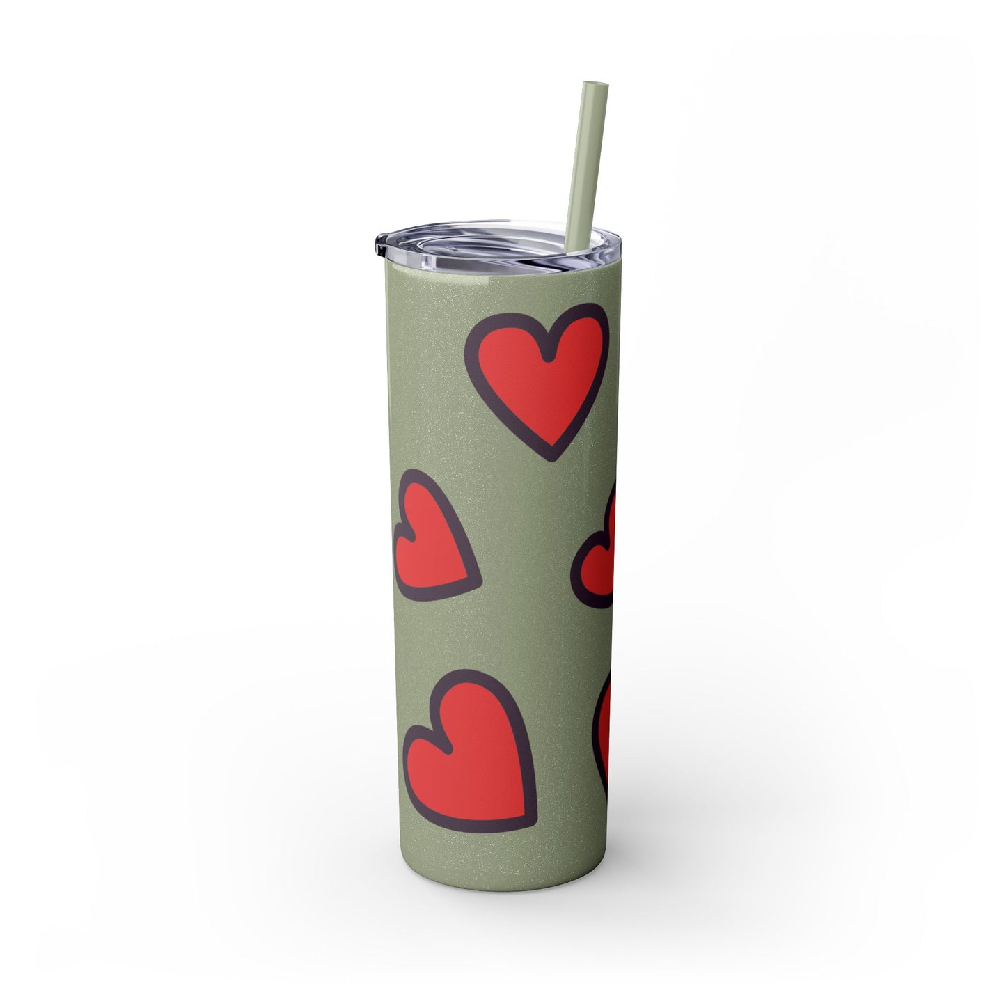 Hearts Skinny Tumbler with Straw, 20oz
