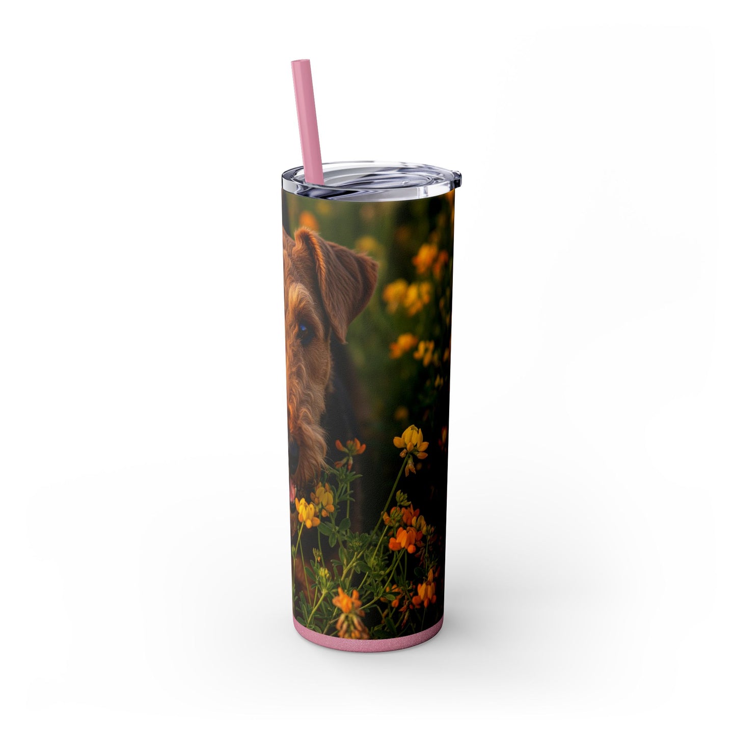 Airedale Terrier Skinny Tumbler with Straw, 20oz