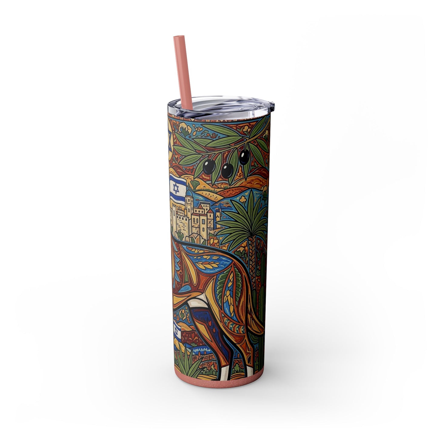 Canaan Dog Skinny Tumbler with Straw, 20oz
