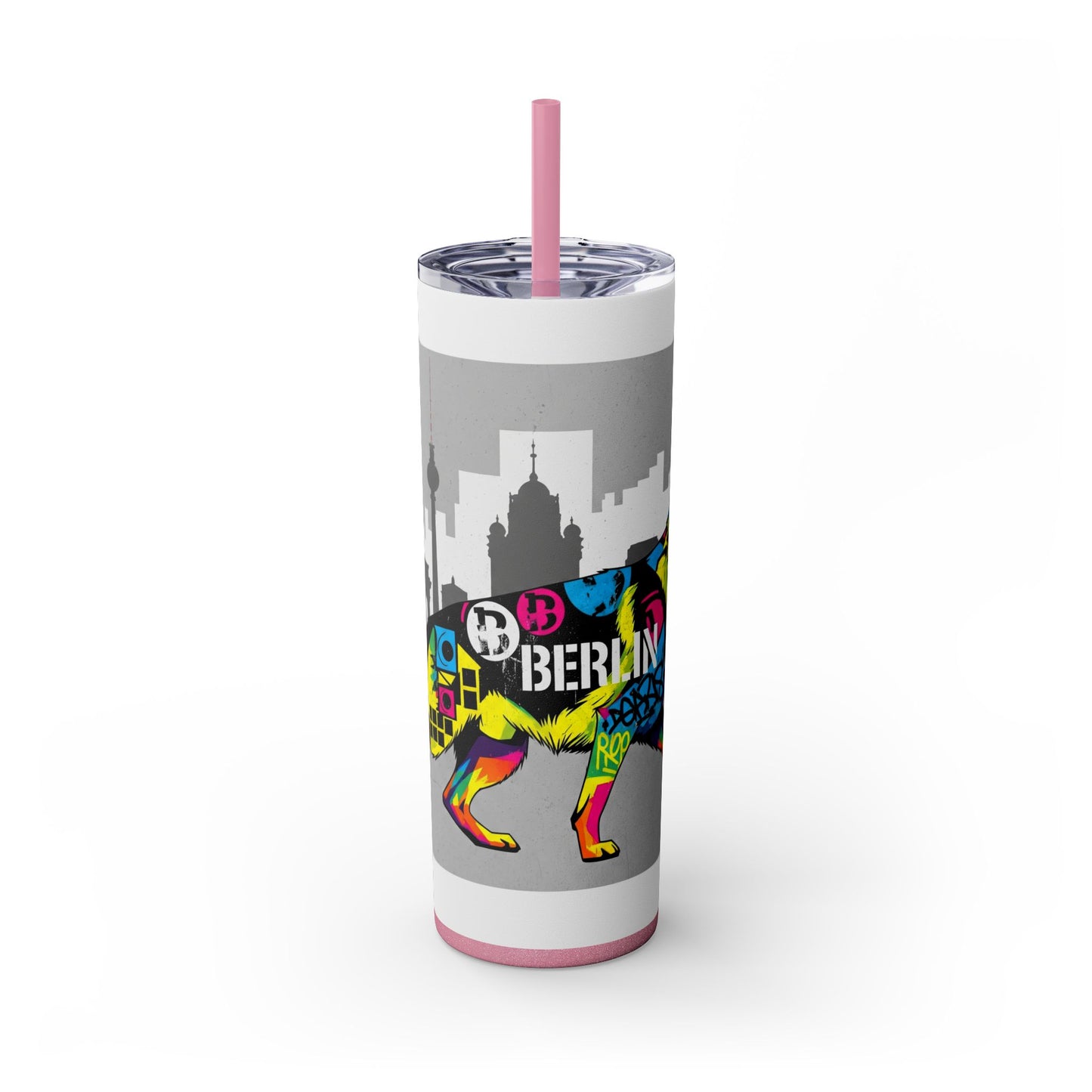 German Shepherd Skinny Tumbler with Straw, 20oz