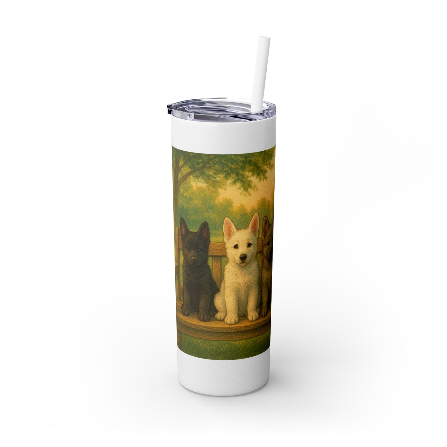 German Shepherd puppies Tumbler with Straw, 20oz