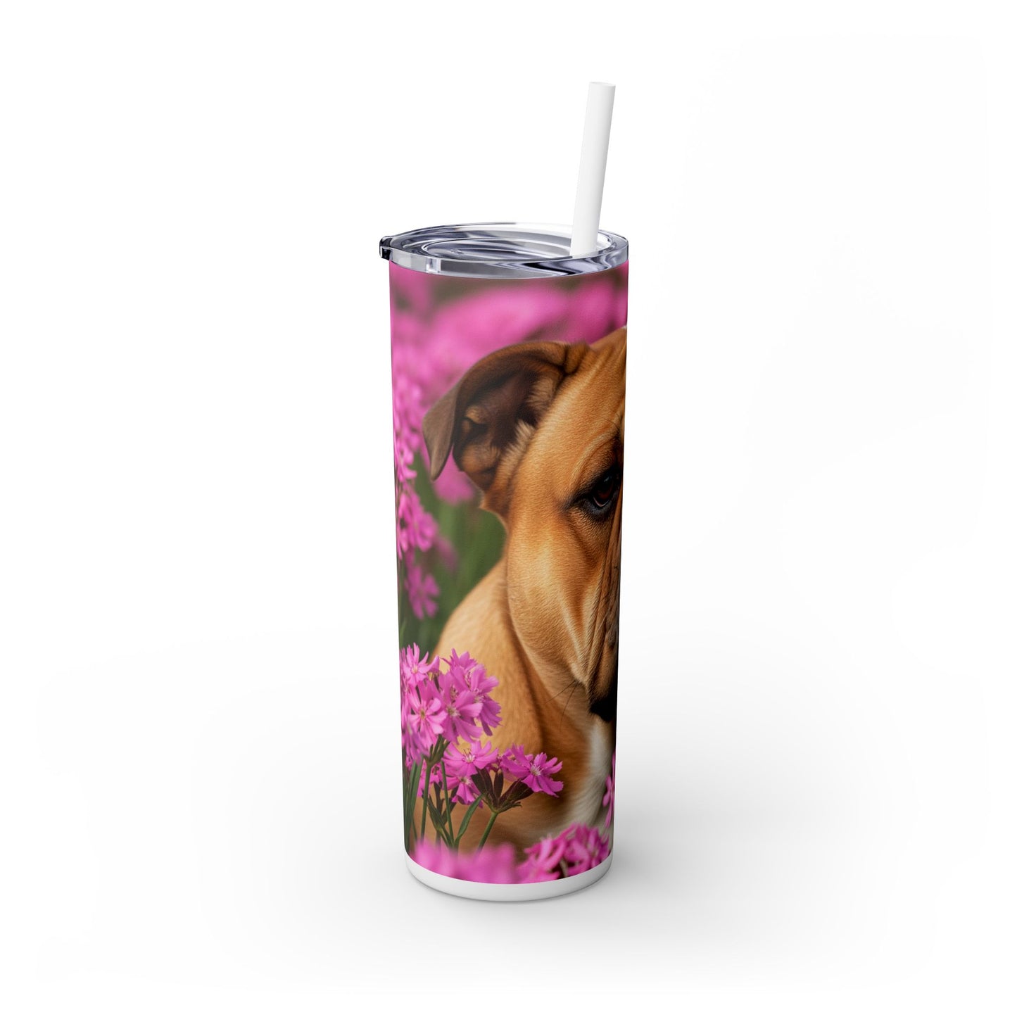 Bulldog Skinny Tumbler with Straw, 20oz