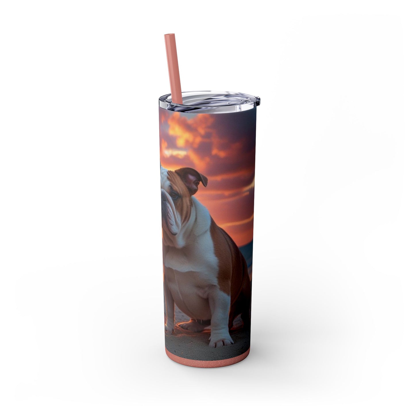 Bulldog Love Skinny Tumbler with Straw, 20oz