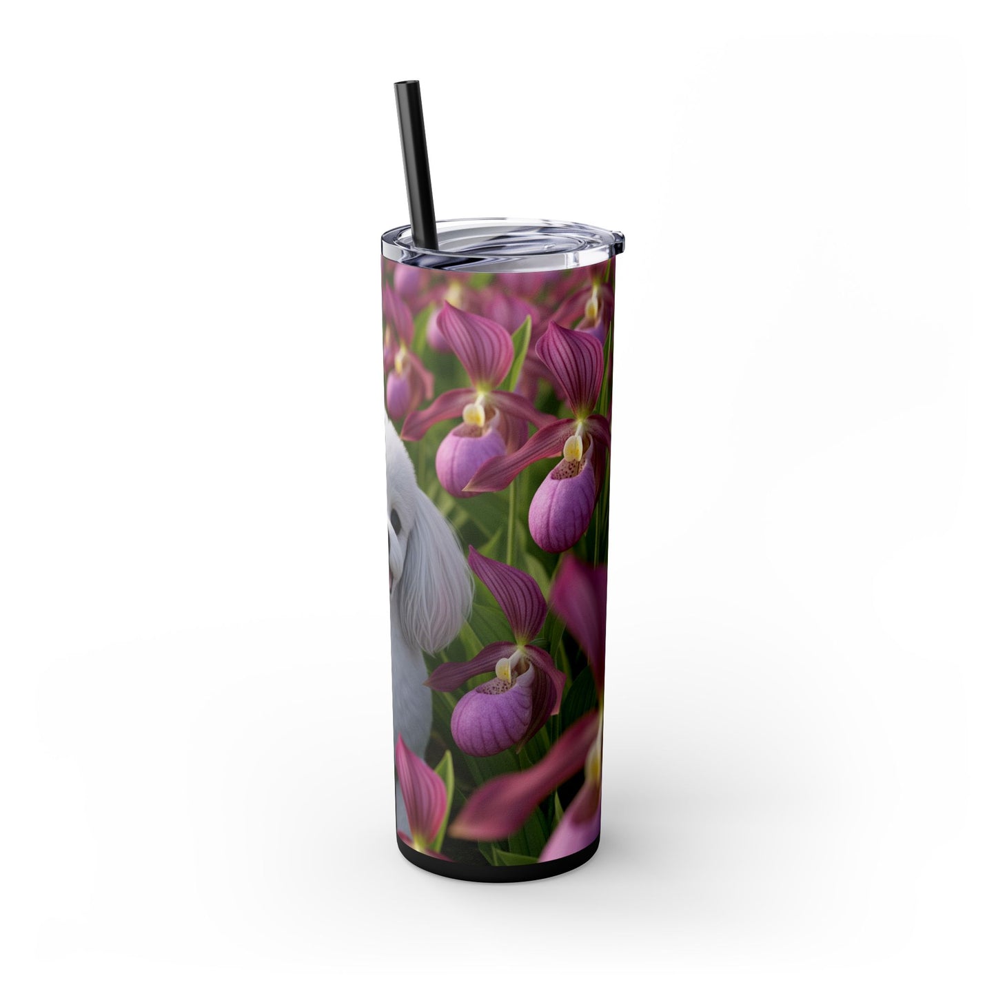 Toy Poodle Skinny Tumbler with Straw, 20oz