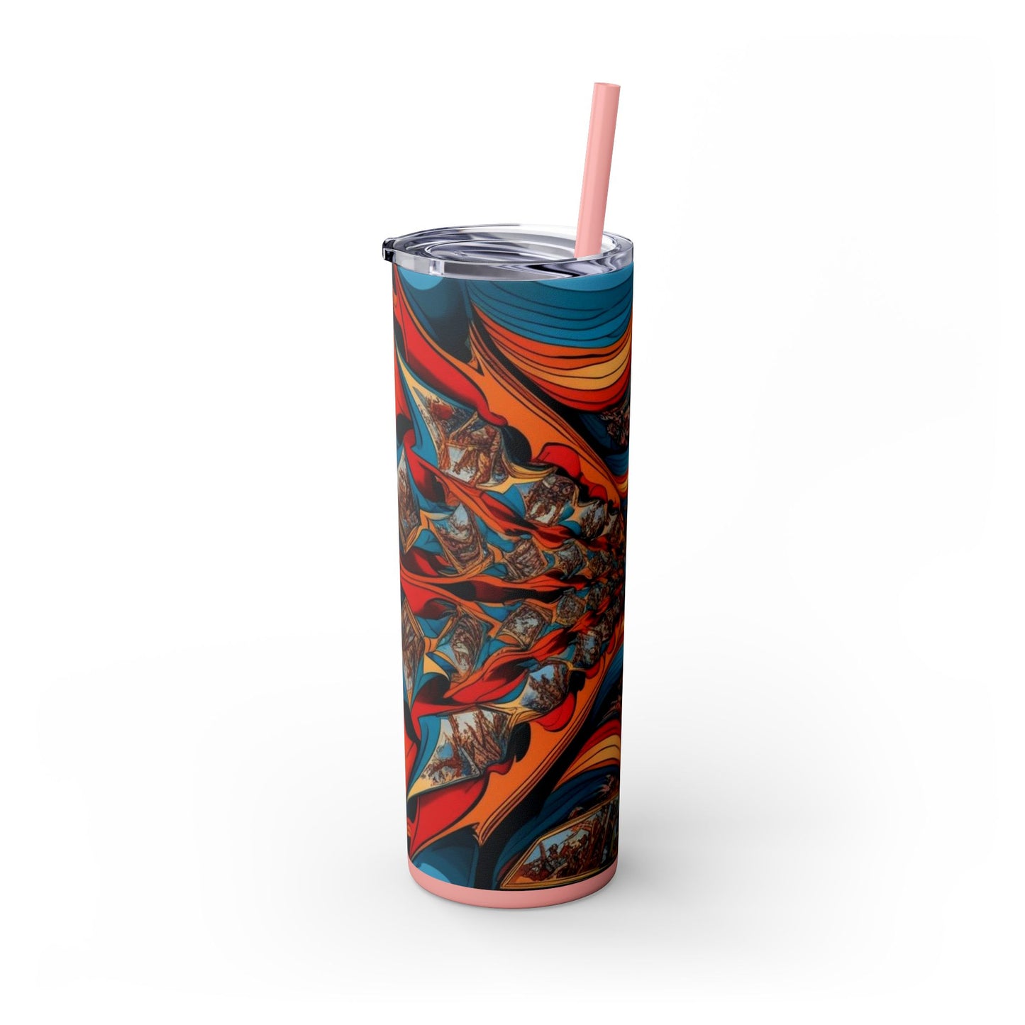 Optical Illusion Skinny Tumbler with Straw, 20oz