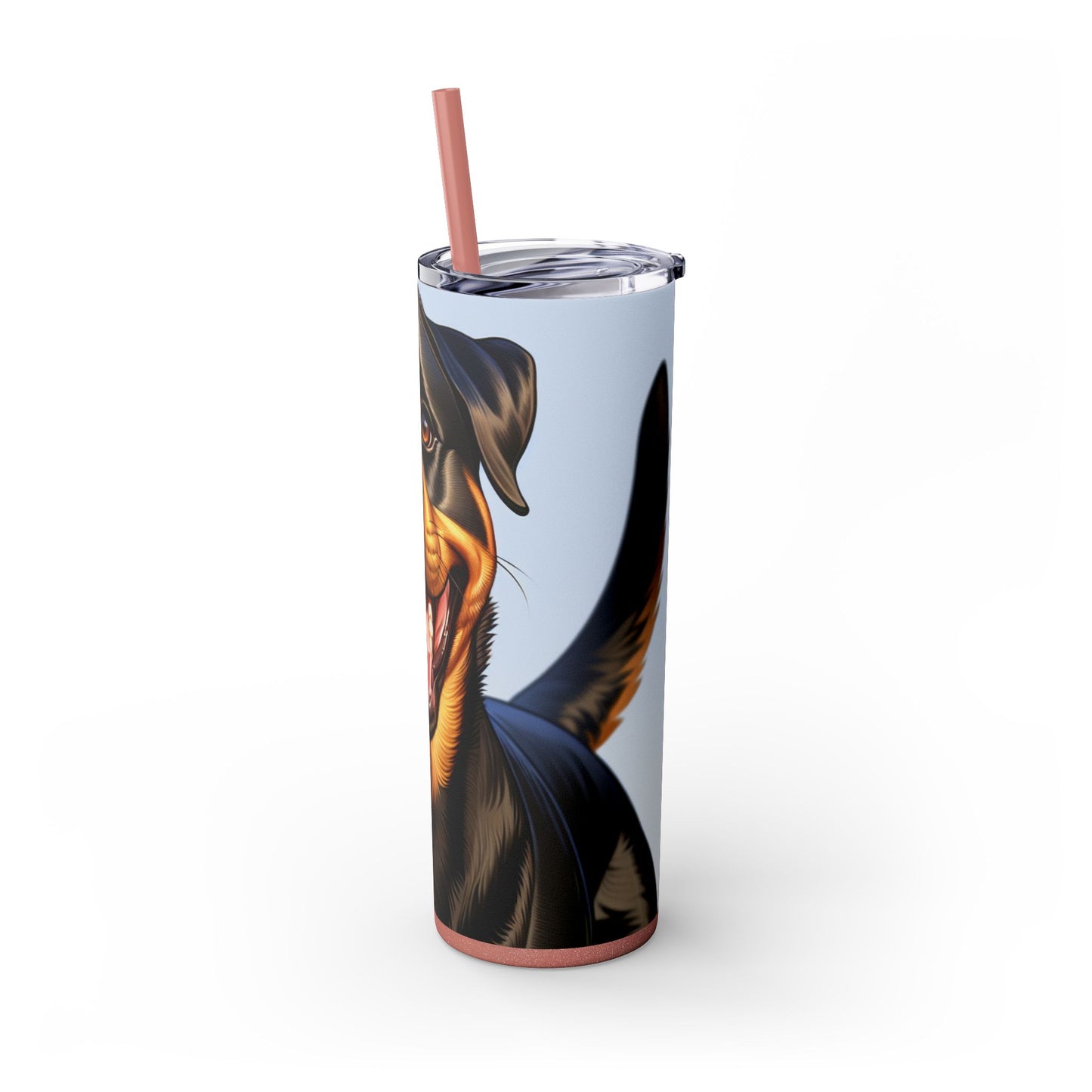 Rottweiler Skinny Tumbler with Straw, 20oz