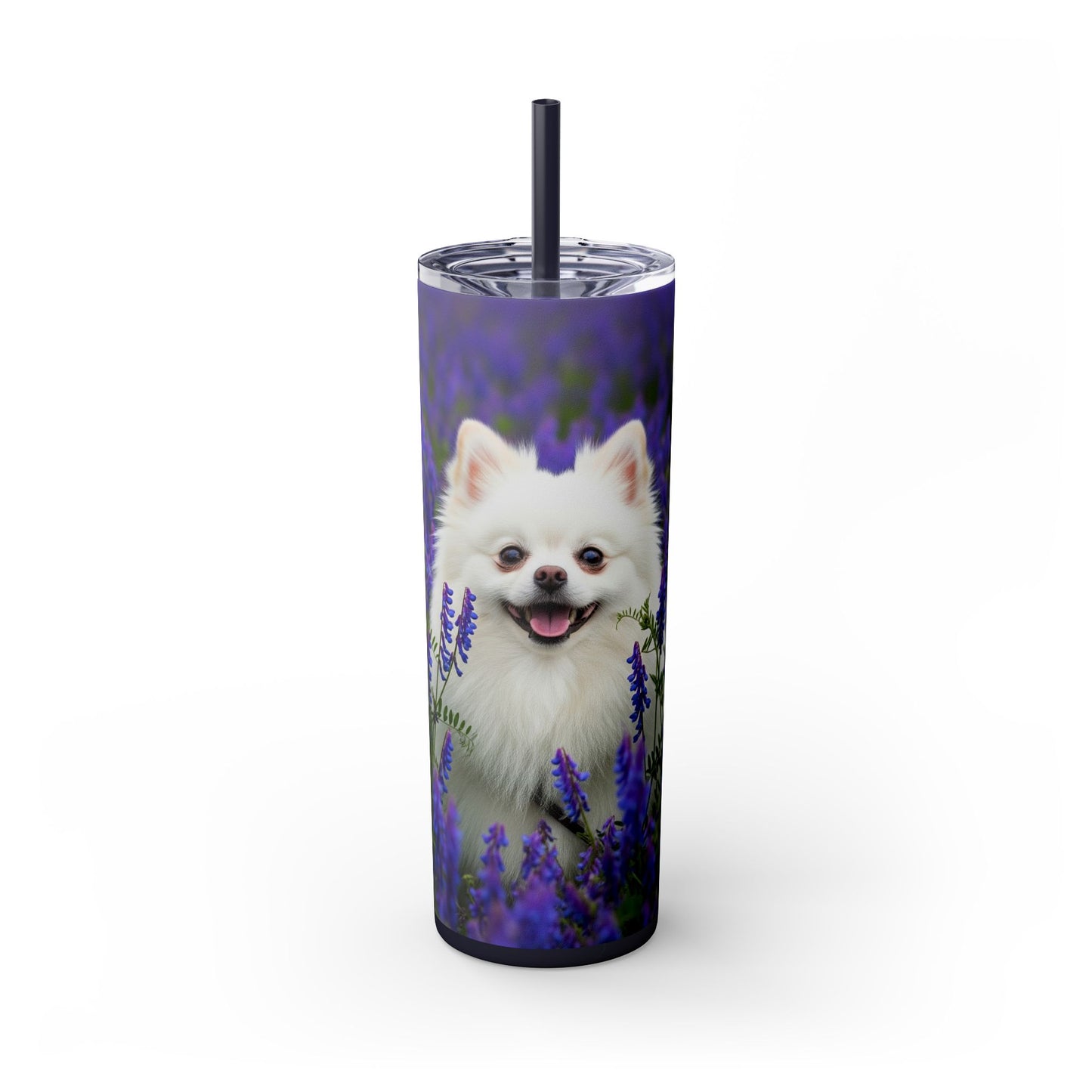 Pomeranian Skinny Tumbler with Straw, 20oz