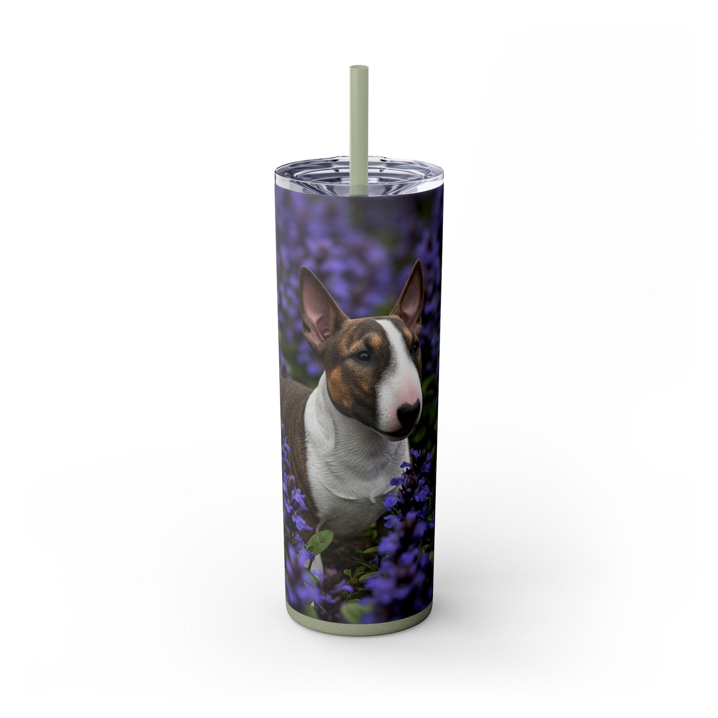 Miniature Bull Terrier Skinny Tumbler with Straw, 20oz