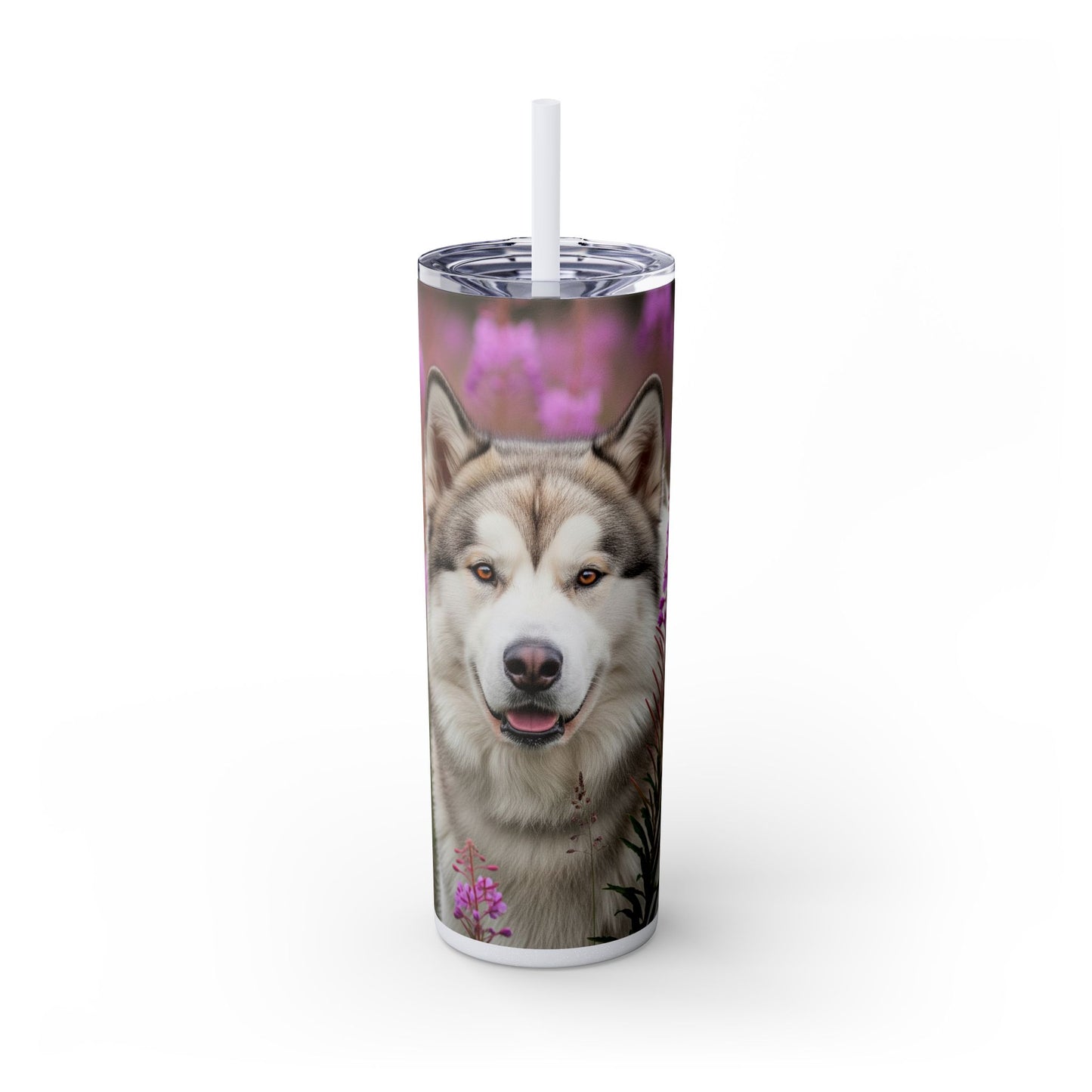 Alaskan Malamute Skinny Tumbler with Straw, 20oz