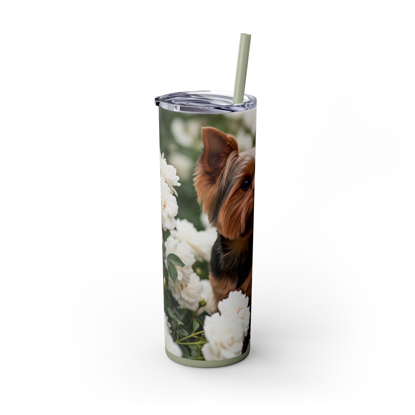 Yorkshire Terrier Skinny Tumbler with Straw, 20oz
