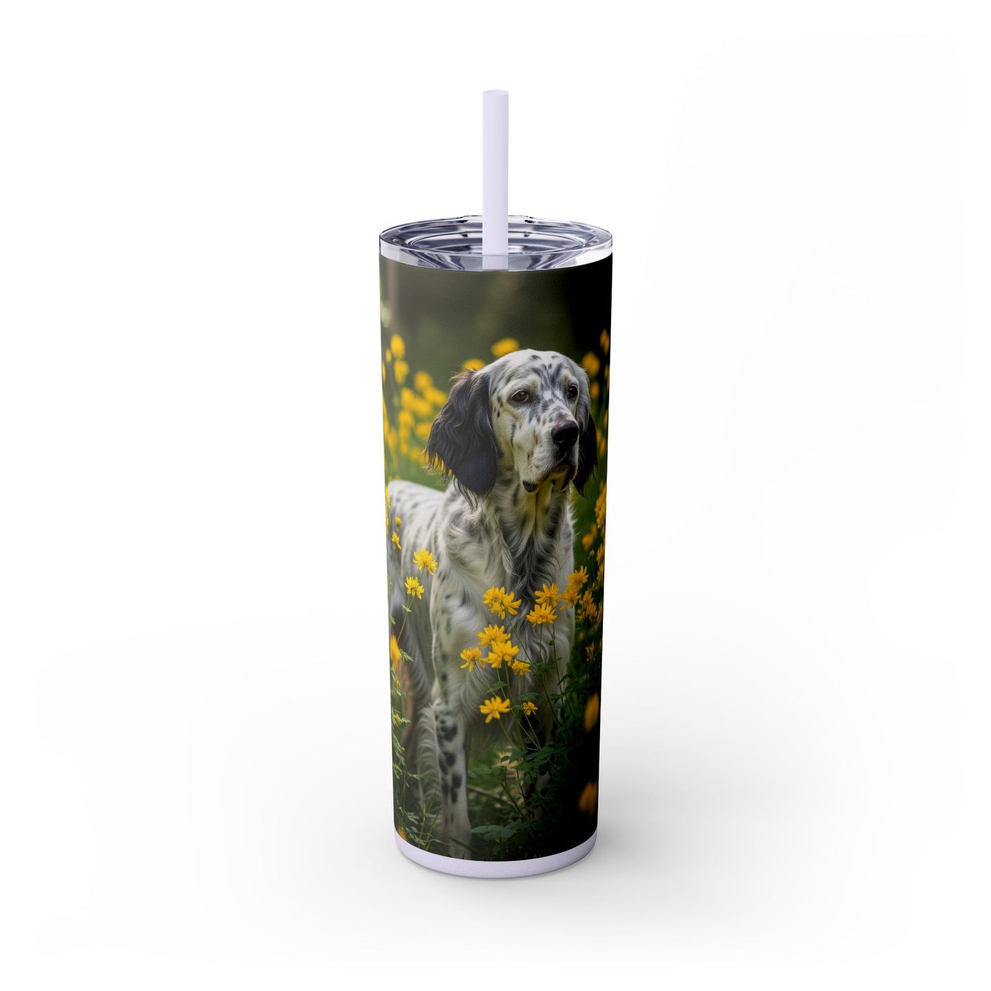 English Setter Skinny Tumbler with Straw, 20oz