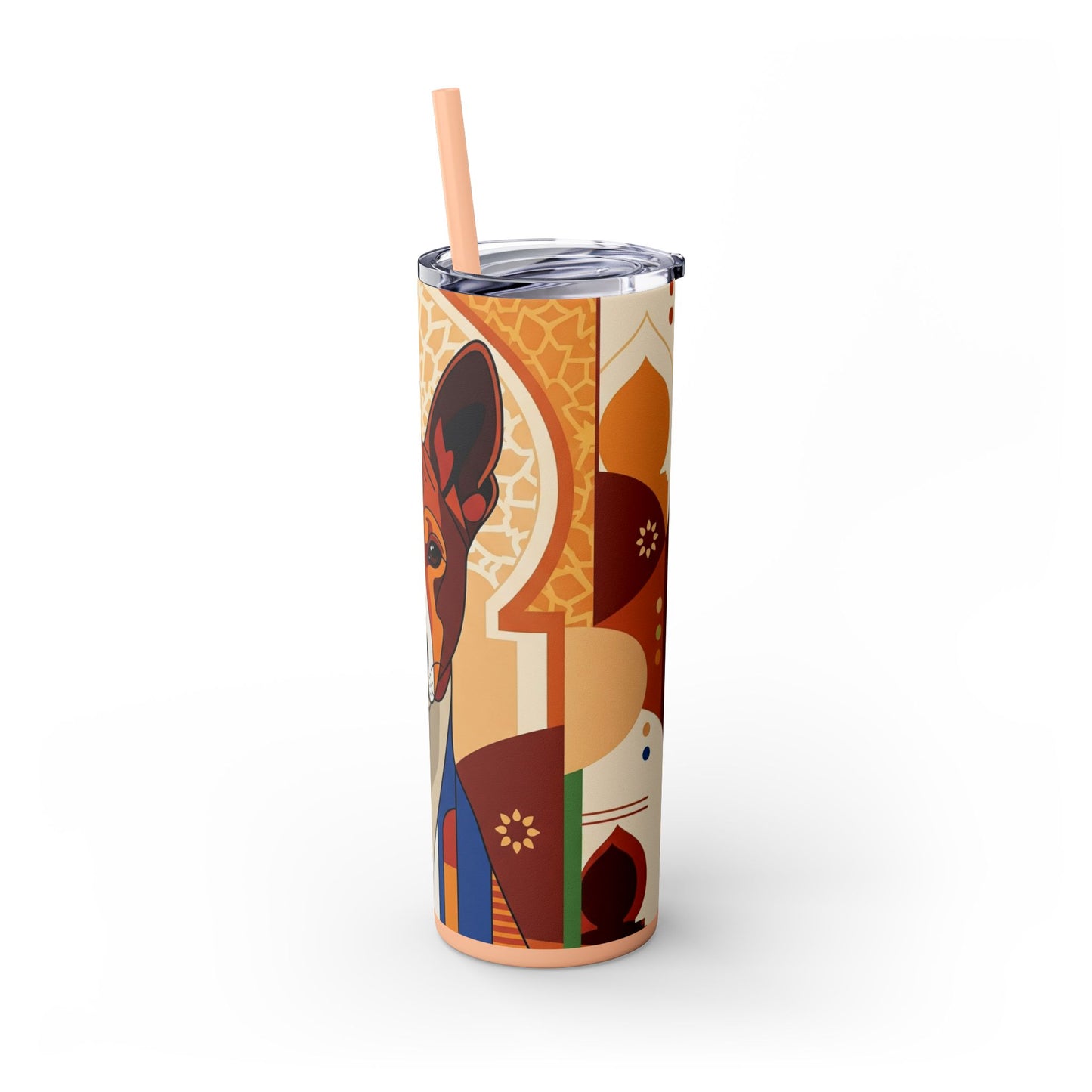 Basenji Skinny Tumbler with Straw, 20oz