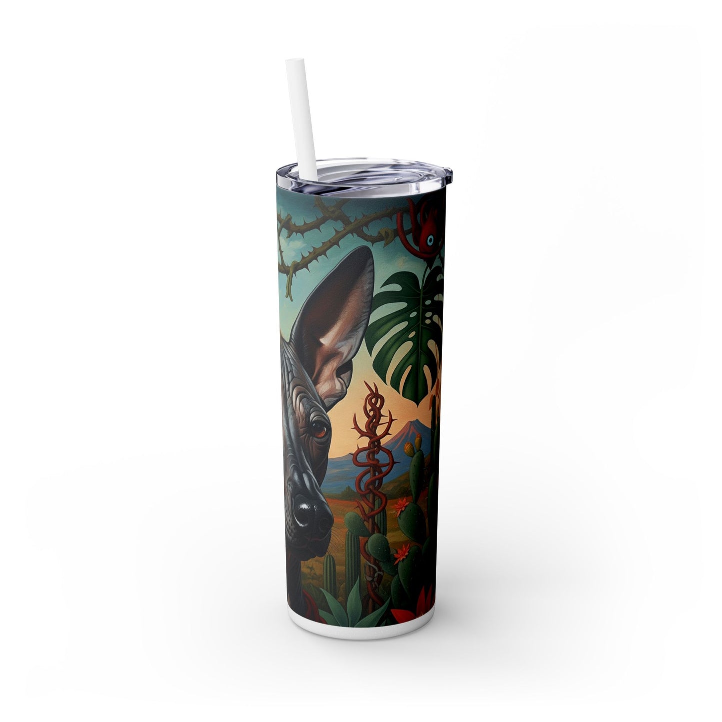 Xoloitzcuintli Skinny Tumbler with Straw, 20oz