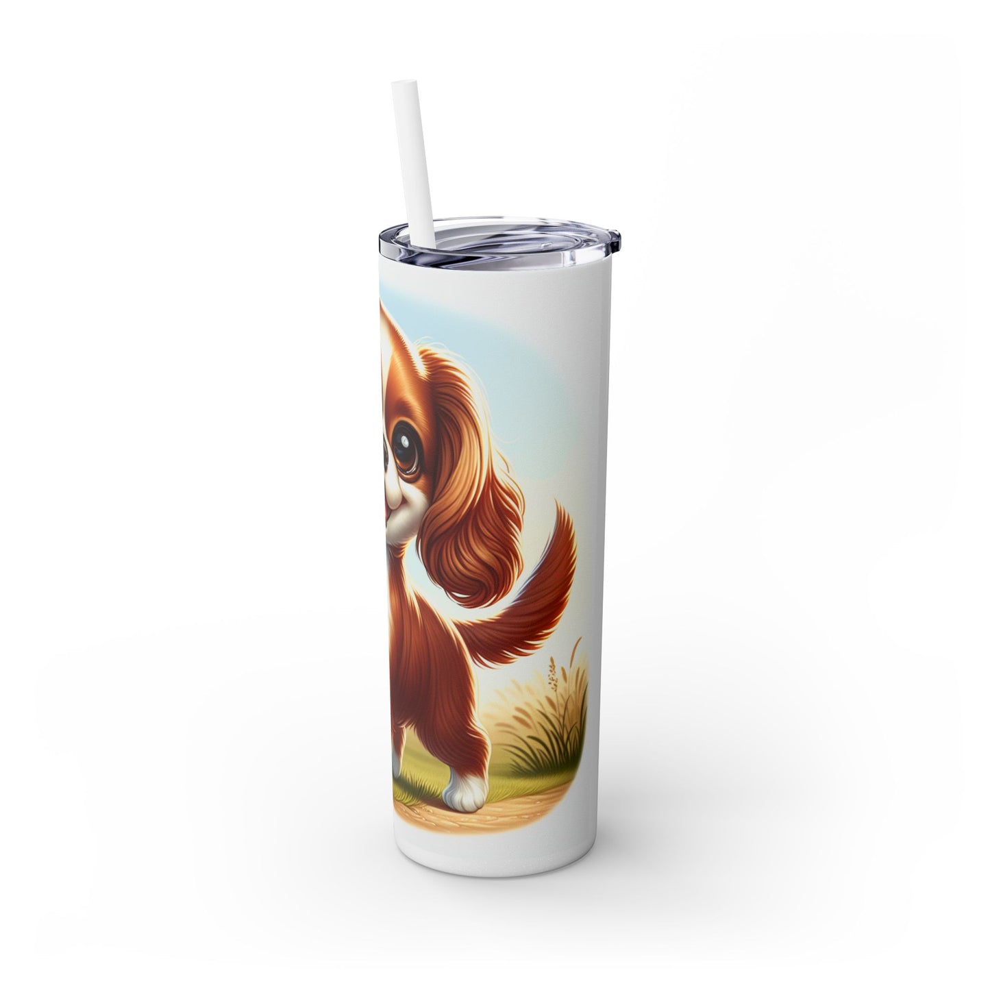 English Toy Spaniel Skinny Tumbler with Straw, 20oz