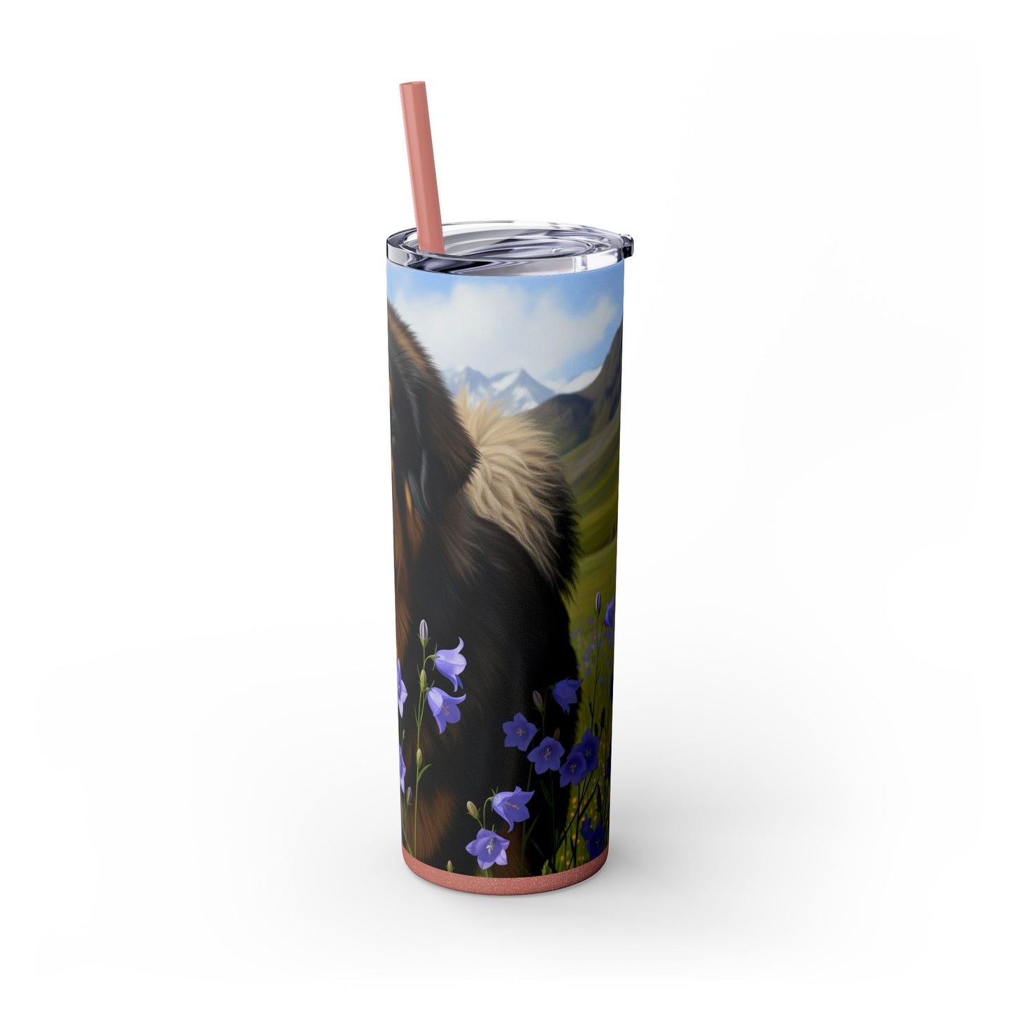 Tibetan Mastiff Skinny Tumbler with Straw, 20oz