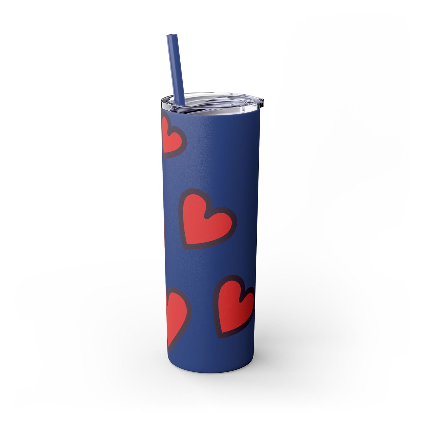 Hearts Skinny Tumbler with Straw, 20oz