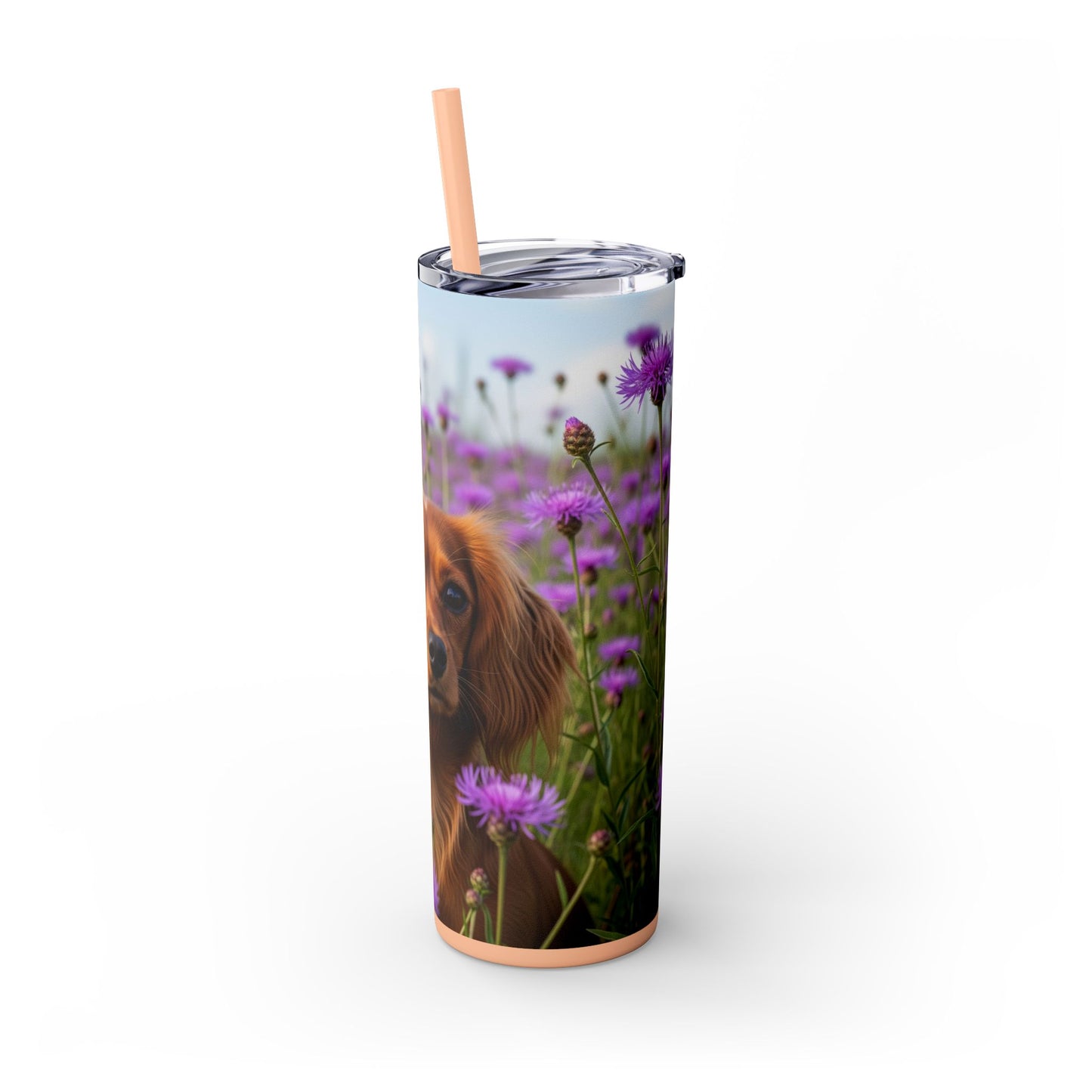 English Toy Spaniel Skinny Tumbler with Straw, 20oz