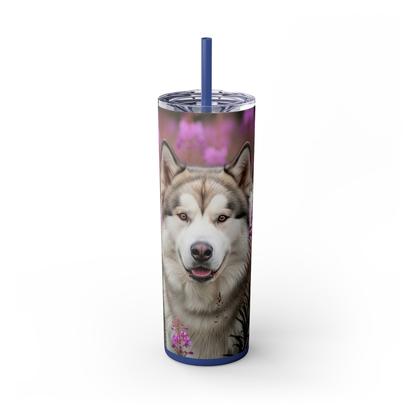 Alaskan Malamute Skinny Tumbler with Straw, 20oz