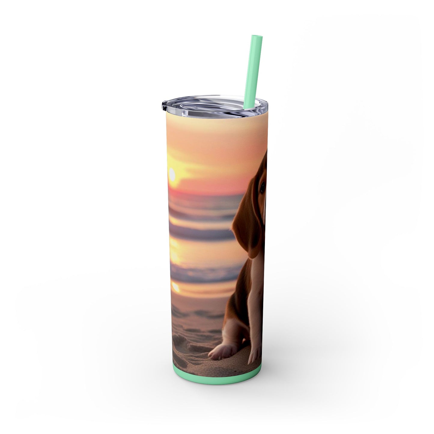 Beagle Love Skinny Tumbler with Straw, 20oz
