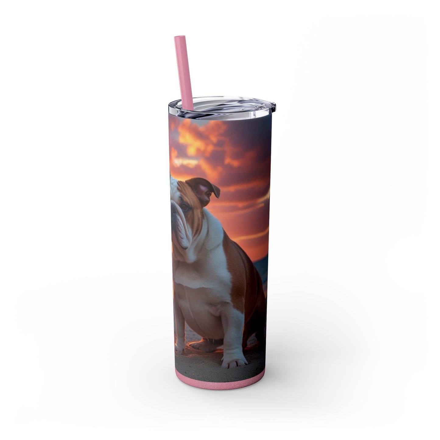 Bulldog Love Skinny Tumbler with Straw, 20oz