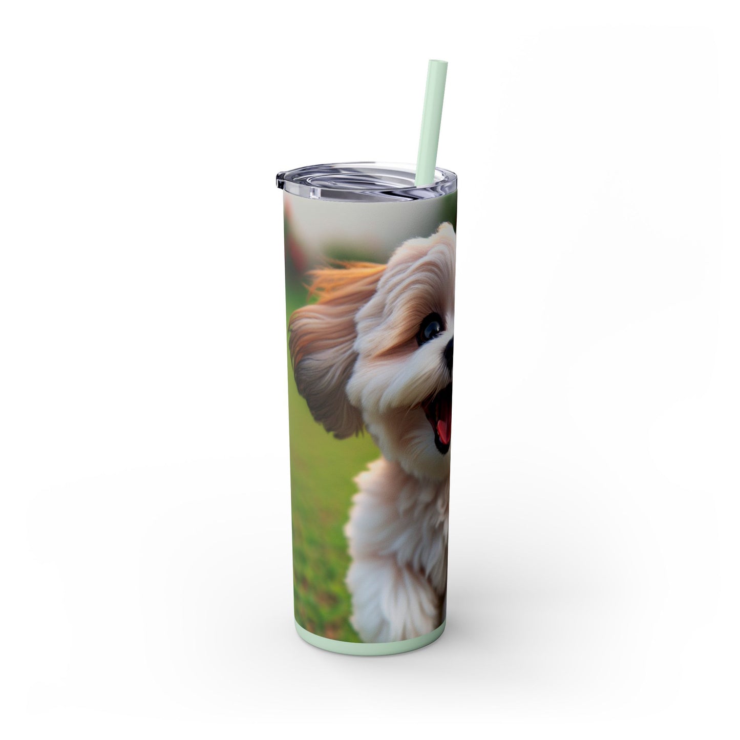 Shih-poo Skinny Tumbler with Straw, 20oz