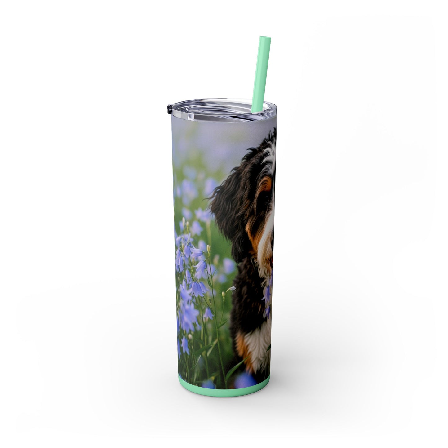 Bernedoodle Skinny Tumbler with Straw, 20oz