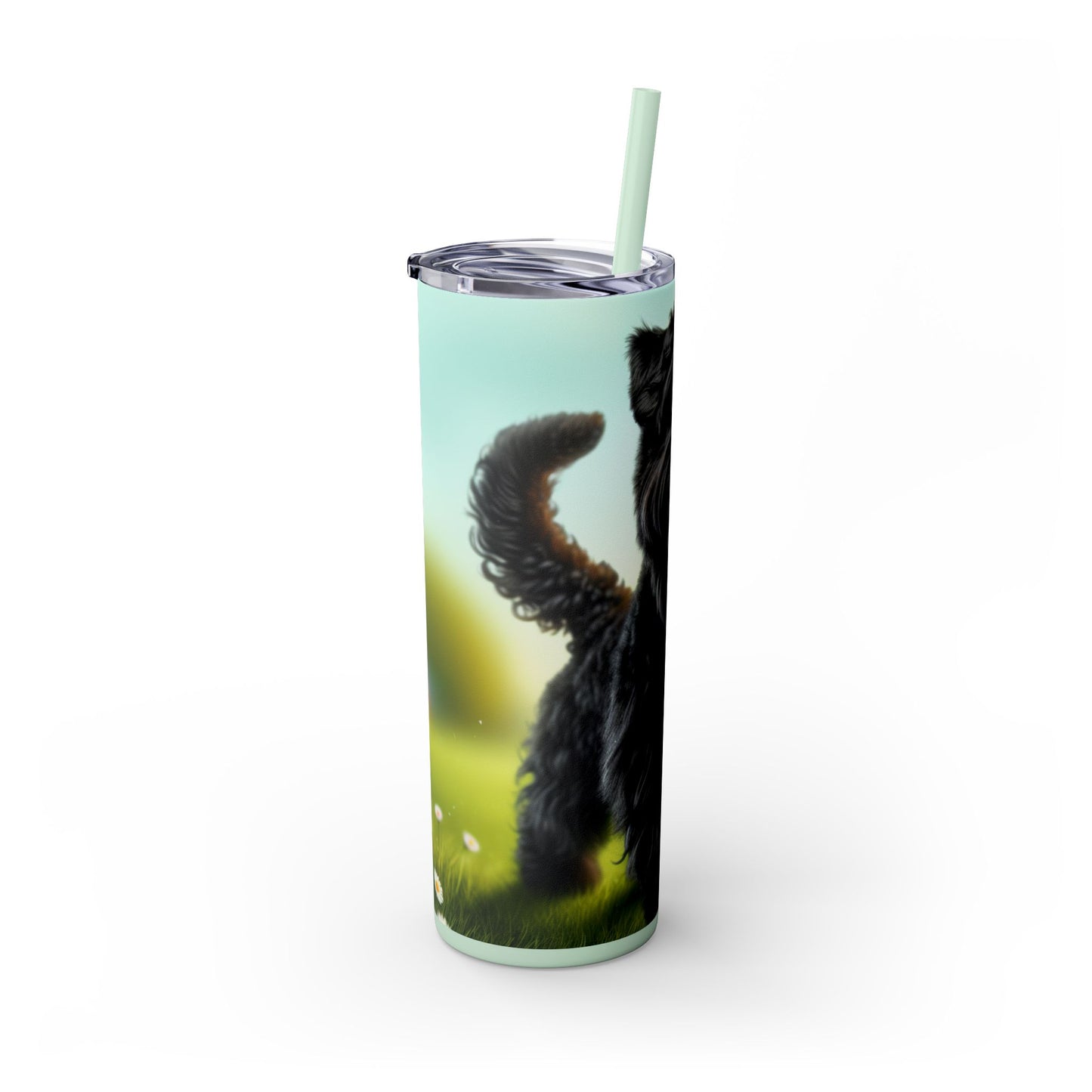 Russian Black Terrier Skinny Tumbler with Straw, 20oz