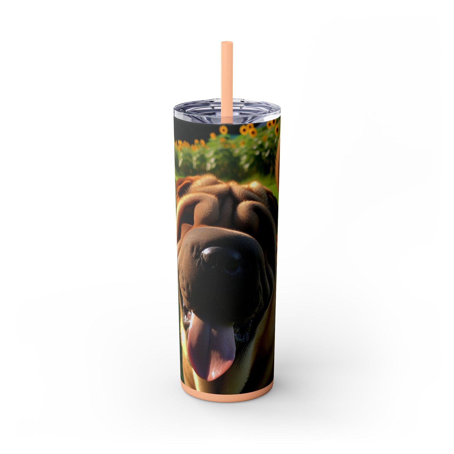 Shar Pei Skinny Tumbler with Straw, 20oz