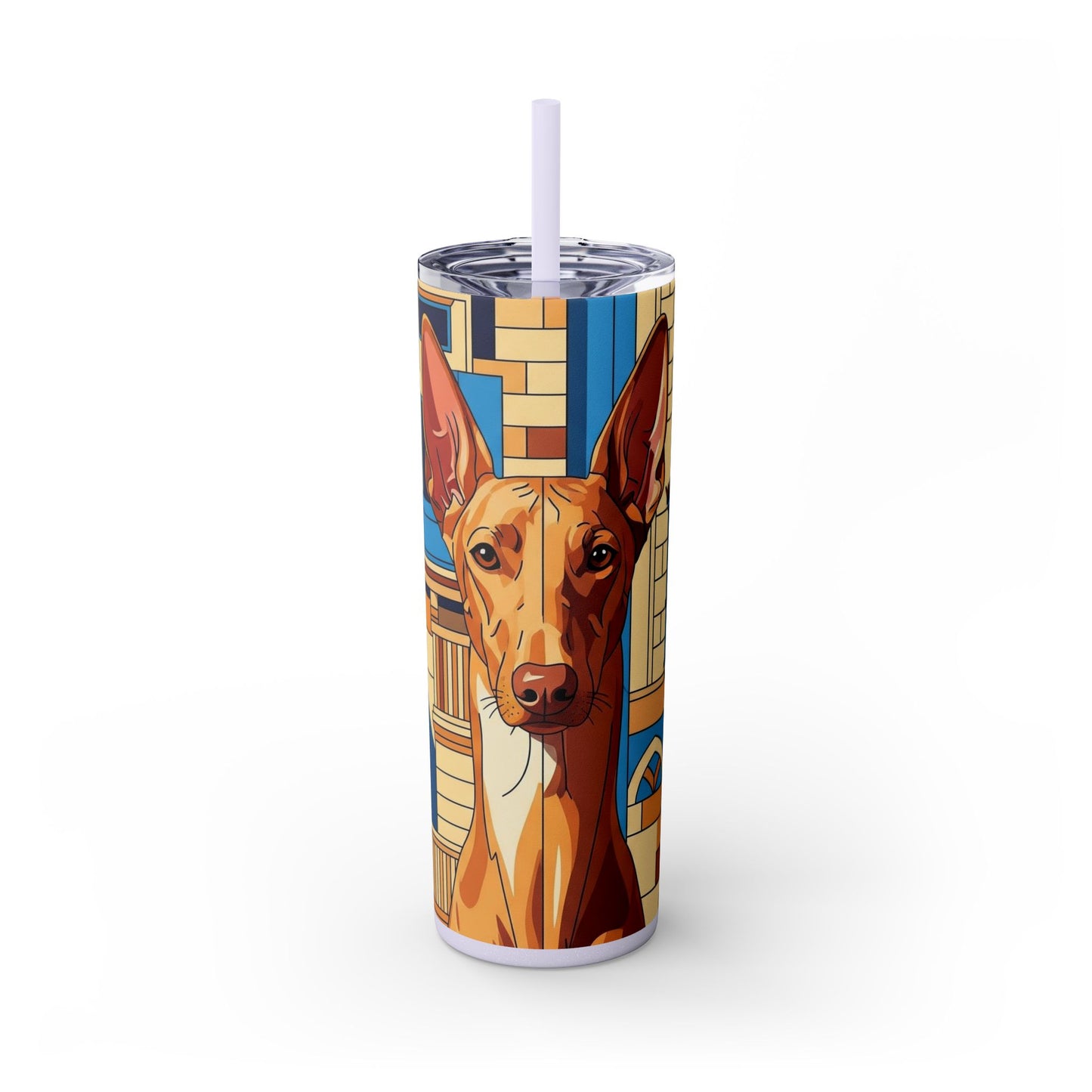 Pharaoh Hound Skinny Tumbler with Straw, 20oz