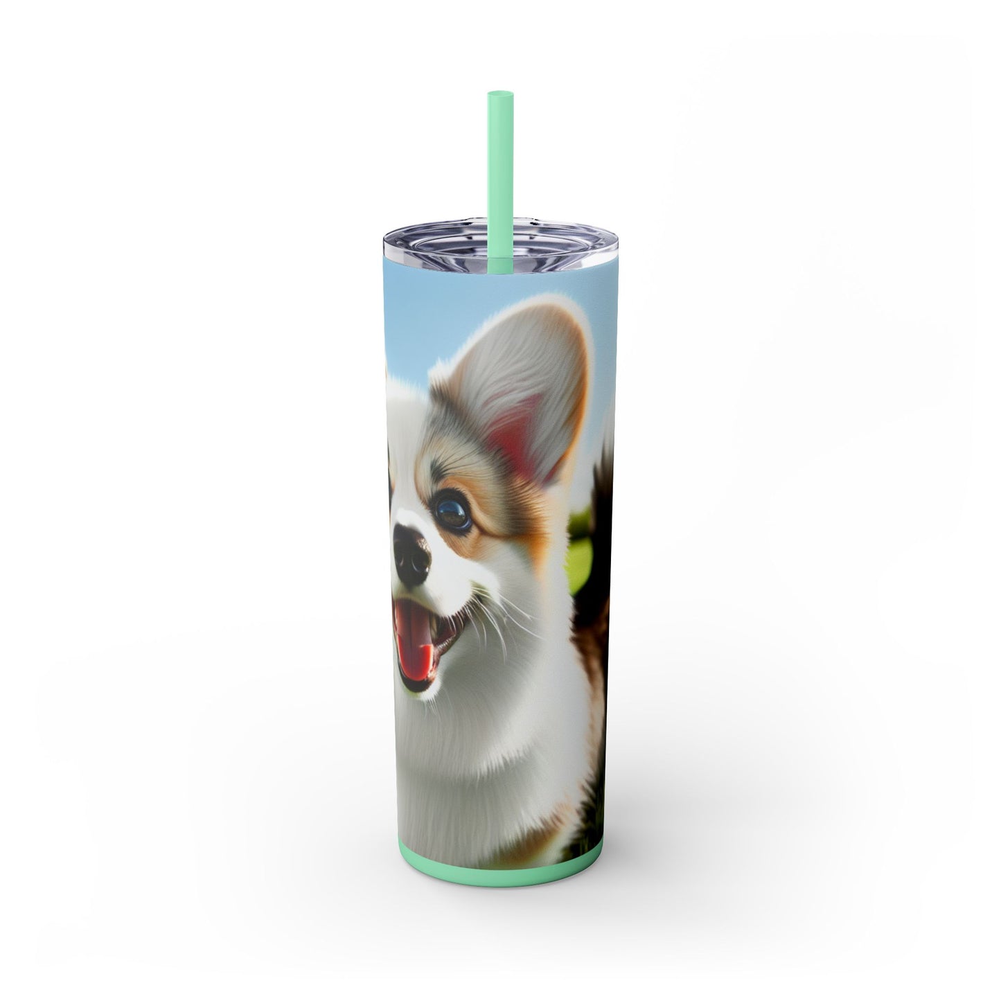Welsh Corgi Cardigan Skinny Tumbler with Straw, 20oz