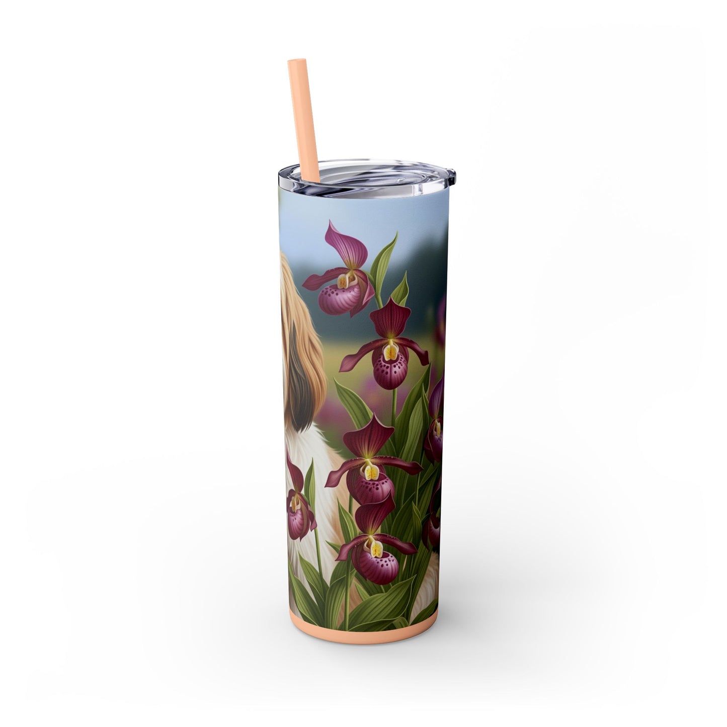 Lhasa Apso Skinny Tumbler with Straw, 20oz