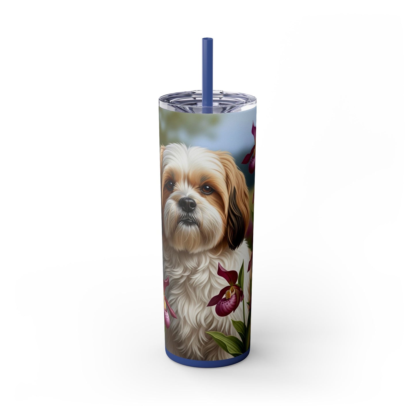 Lhasa Apso Skinny Tumbler with Straw, 20oz