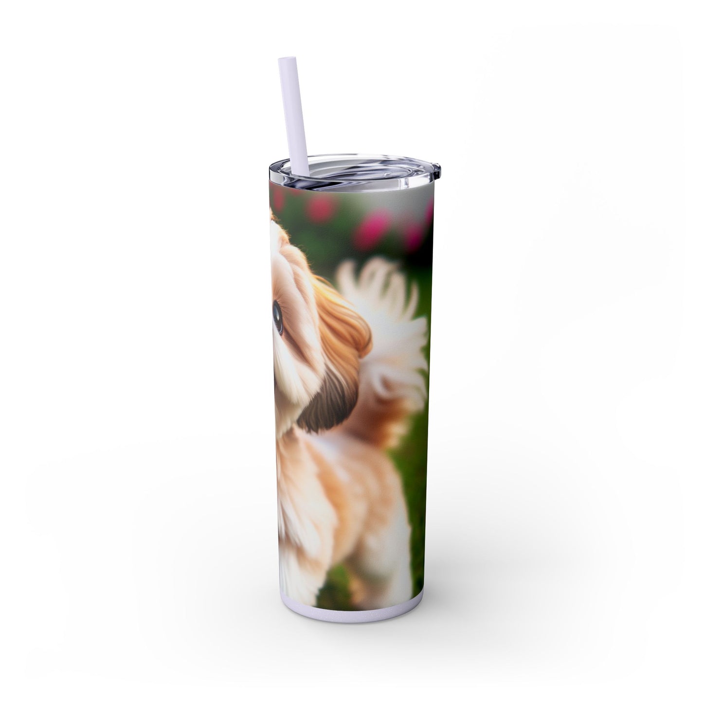 Shih-poo Skinny Tumbler with Straw, 20oz