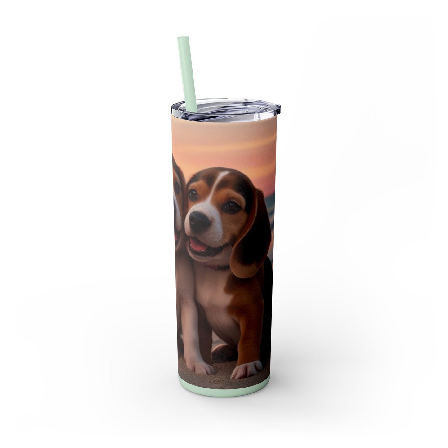 Beagle Love Skinny Tumbler with Straw, 20oz