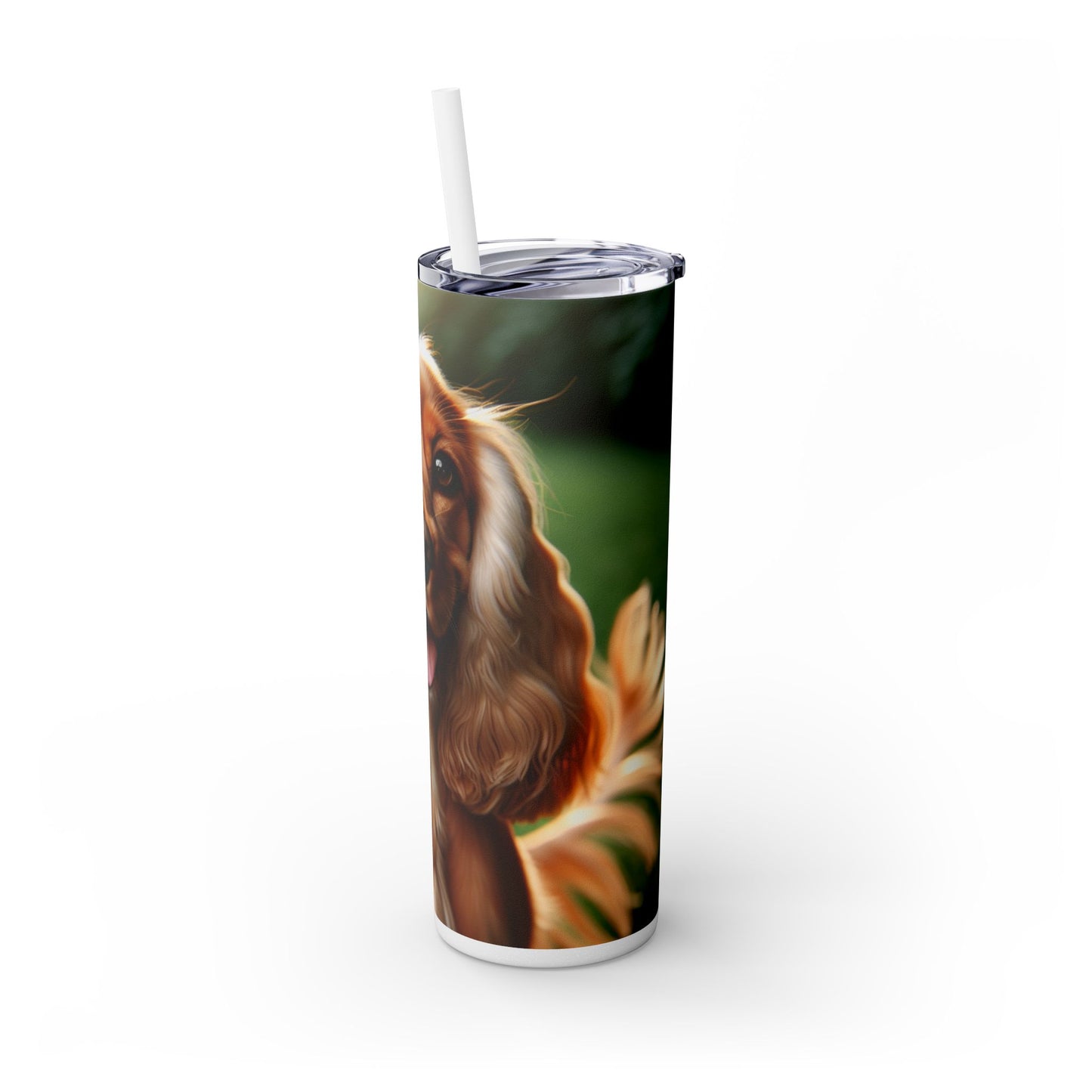 English Cocker Spaniel Skinny Tumbler with Straw, 20oz