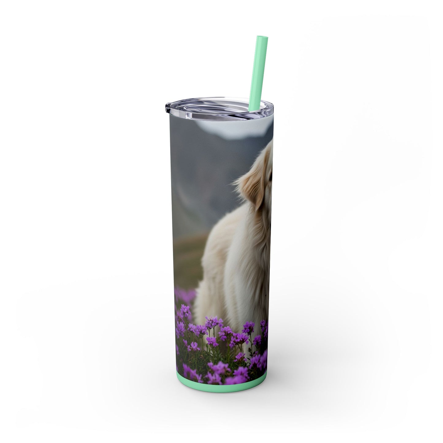 Pyrenean Mountain Dog Skinny Tumbler with Straw, 20oz